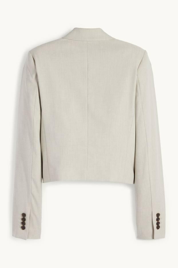 Femmes - Blazer court - cintré - texturé - beige