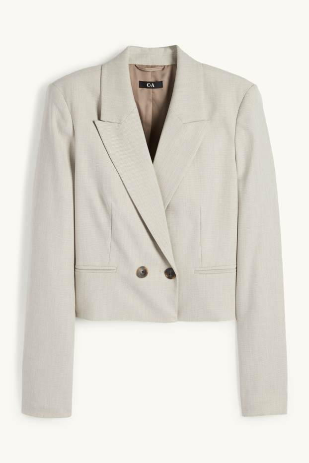 Femmes - Blazer court - cintré - texturé - beige