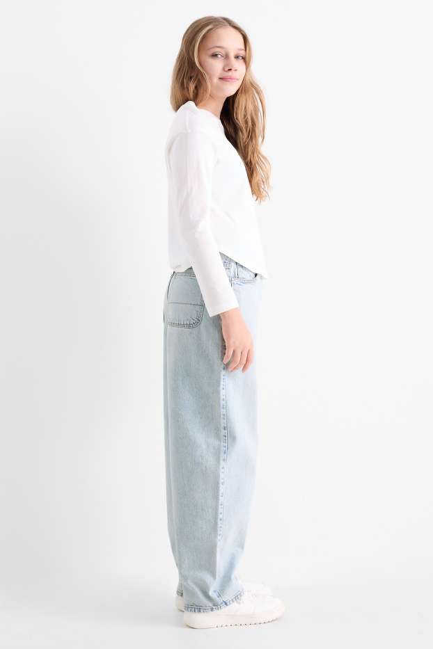 Copii - Fete - Balloon jeans - denim-albastru deschis