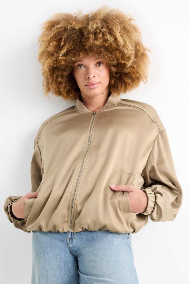 Women - Satin bomber jacket - gold