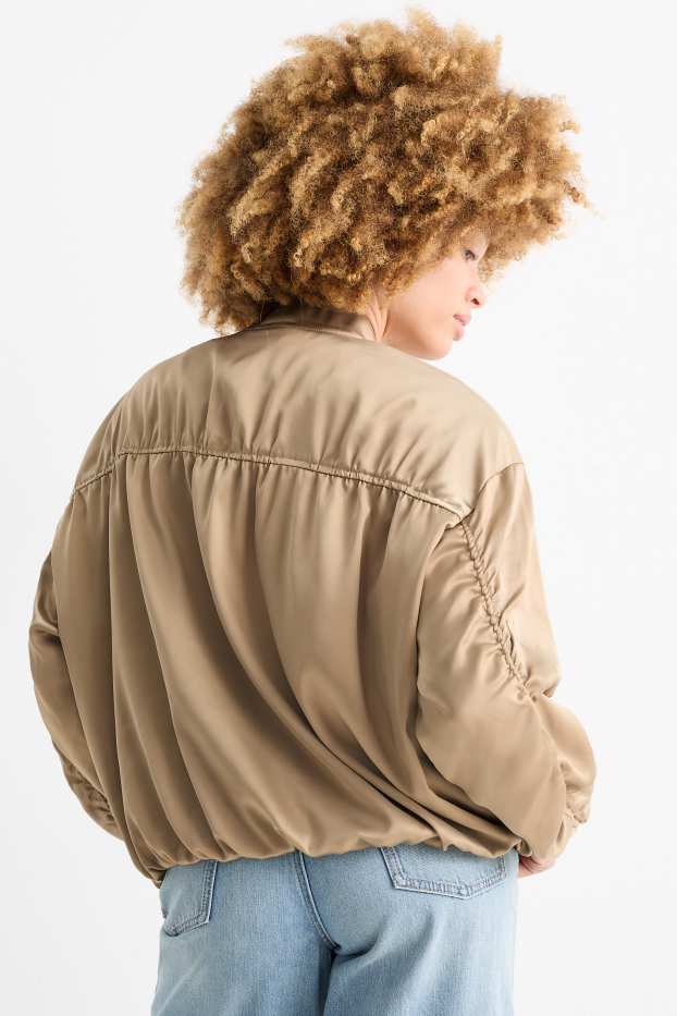 Women - Satin bomber jacket - gold