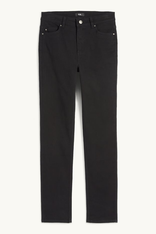 Damen - Stoffhose - High Waist - Slim Fit - schwarz