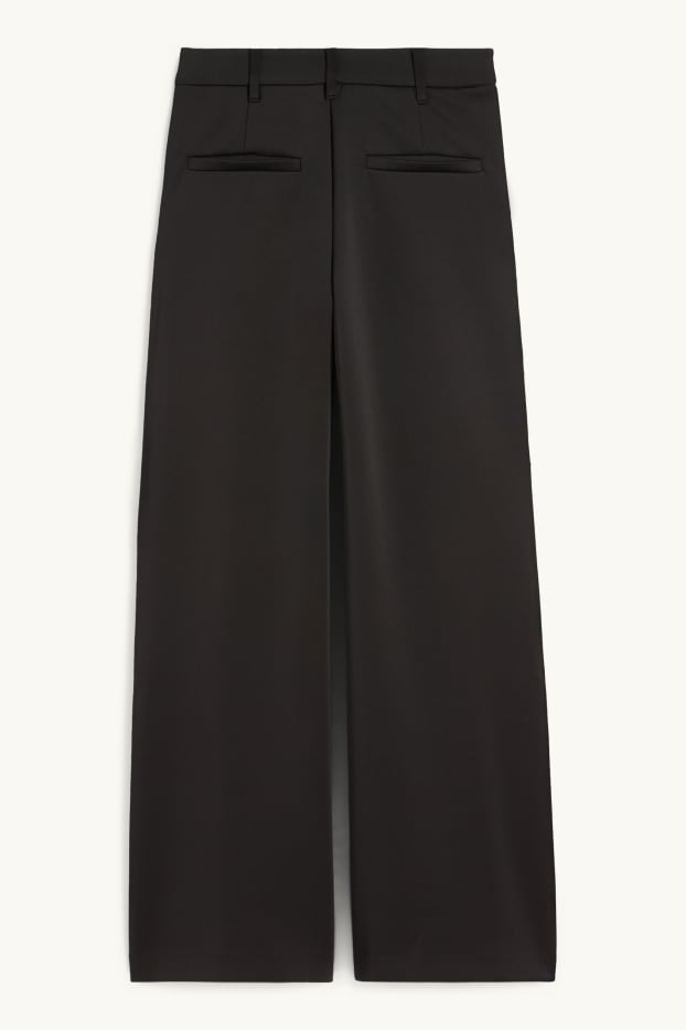 Damen - Jersey-Hose - High Waist - Wide Leg - schwarz