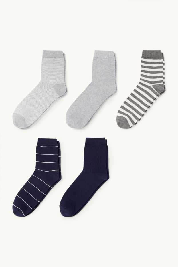 Damen - Multipack 5er - Socken - gemustert - grau
