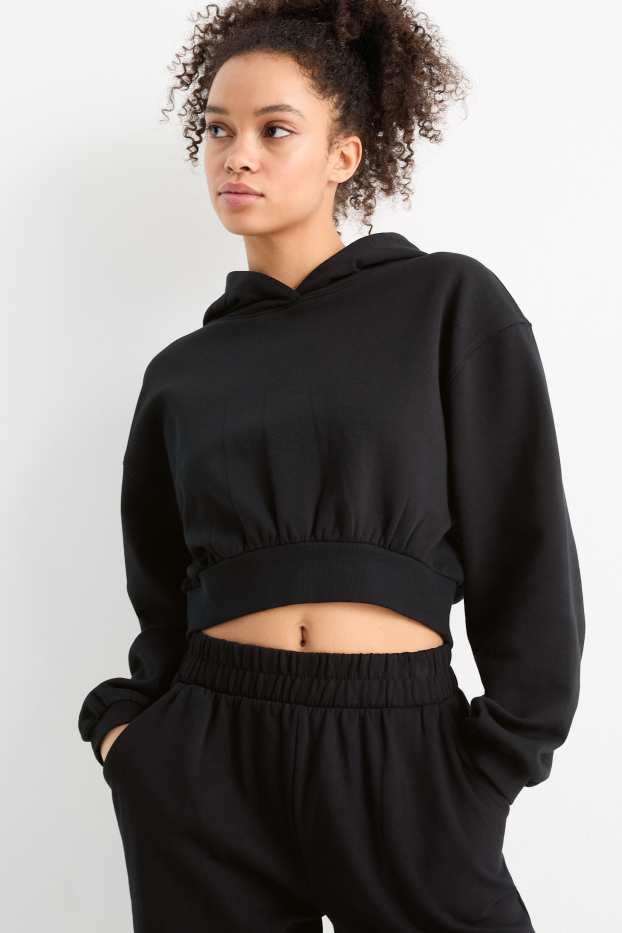 Women - Cropped hoodie - black