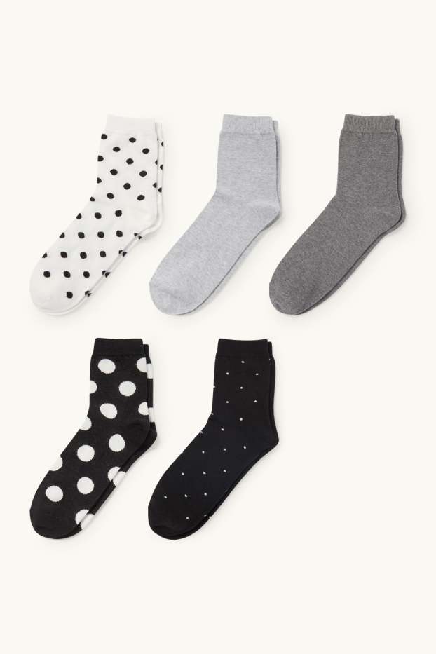 Women - Multipack of 5 - socks - polka dot - black