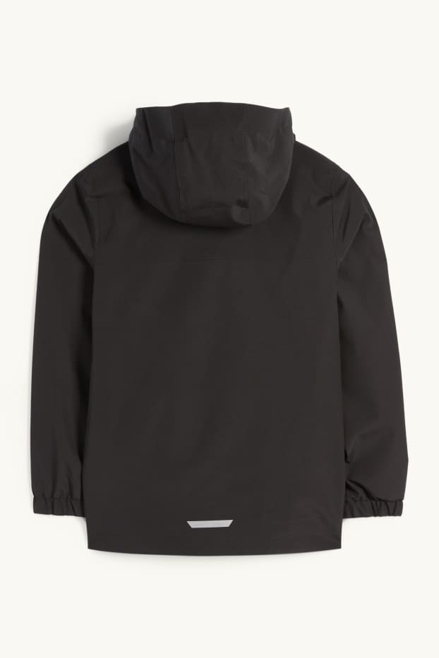 Kinder Jungen - Regenjacke mit Kapuze - wasserdicht - schwarz