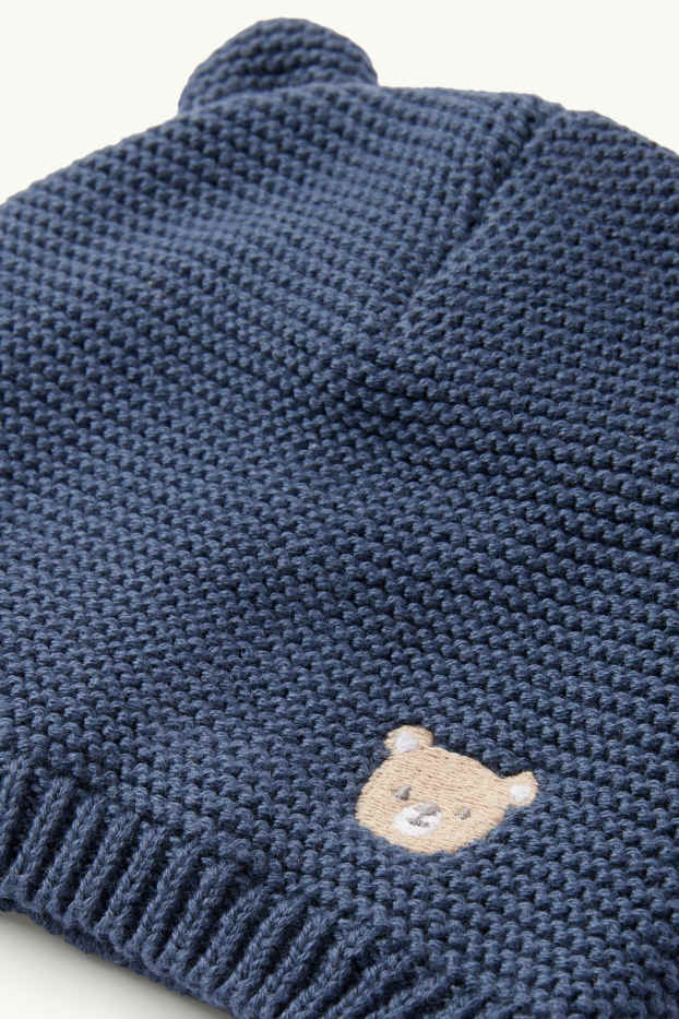 Baby Jungen - Bärchen - Baby-Beanie - dunkelblau