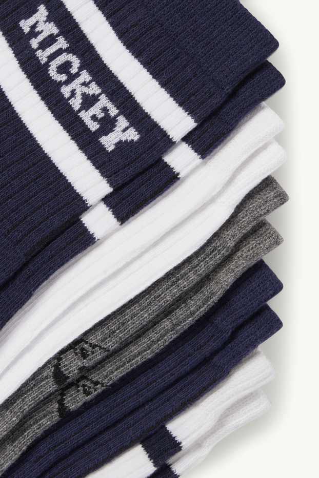 Damen - Multipack 5er - Tennissocken mit Motiv - Micky Maus - weiss