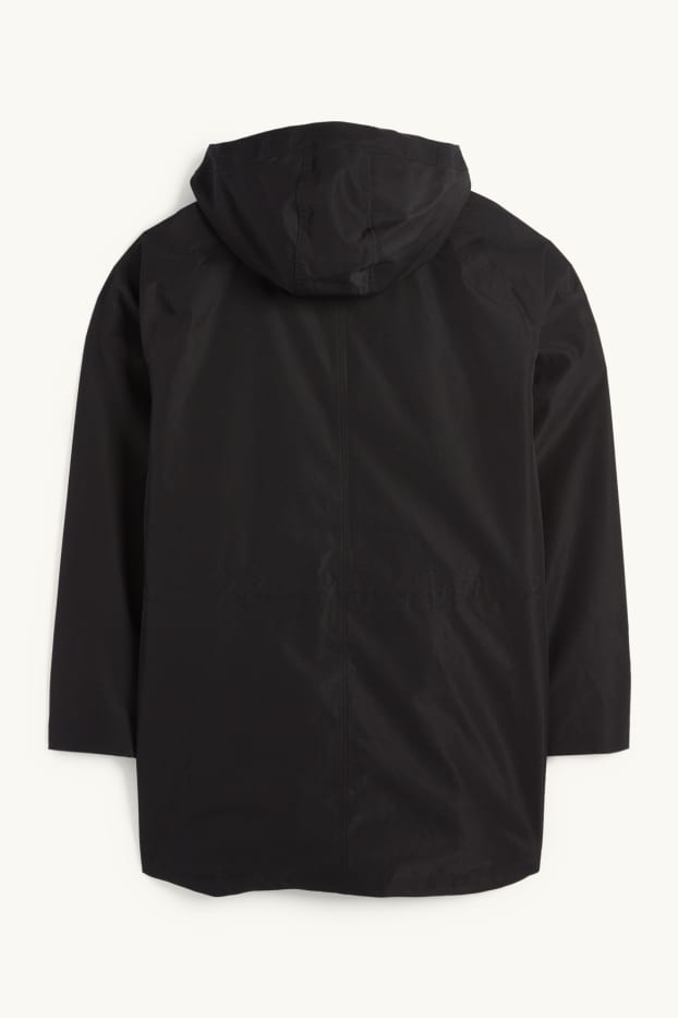 Herren - Regenjacke mit Kapuze - wasserdicht - schwarz