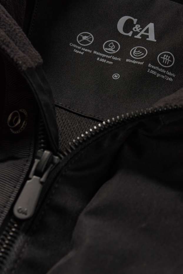 Herren - Regenjacke mit Kapuze - wasserdicht - schwarz