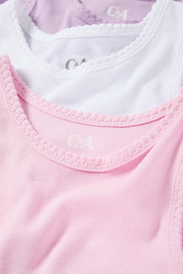 Enfants filles - Lot de 3 - maillots de corps - côtelés - rose