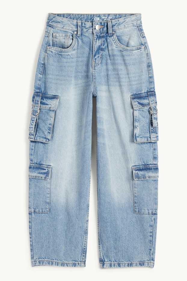Kinder Mädchen - Cargo Jeans - helljeansblau