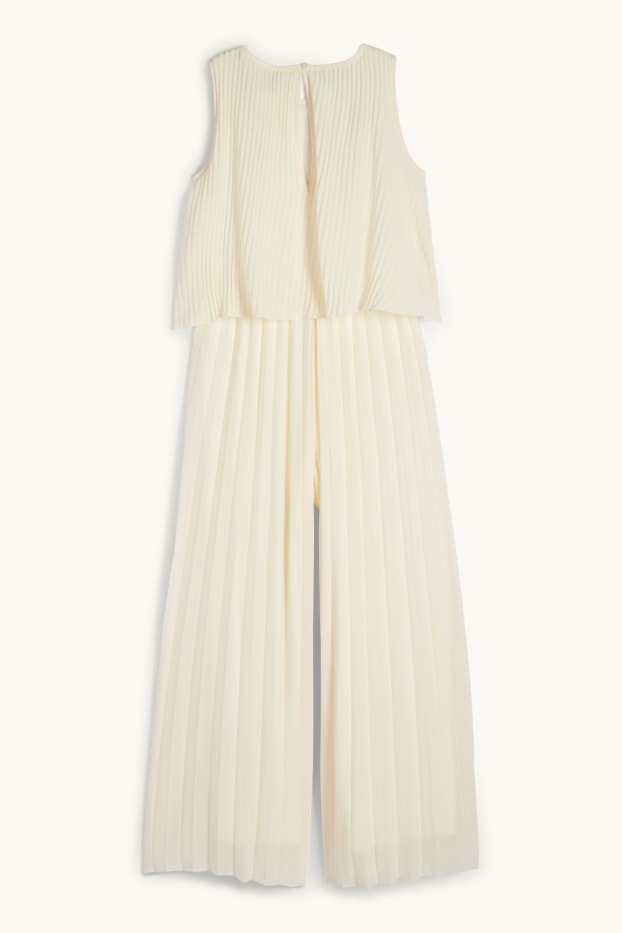 Kinderen: meisjes - Plissé-jumpsuit - crème wit
