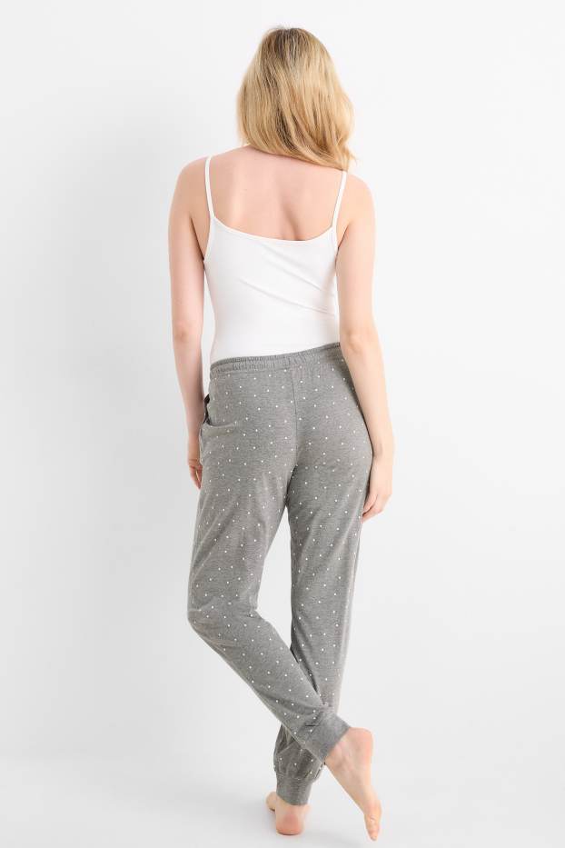 Women - Pyjama bottoms - polka dot - gray