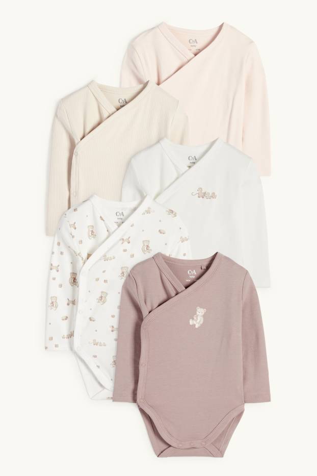 Bébés filles - Lot de 5 - jouet - bodys croisés pour bébé - blanc