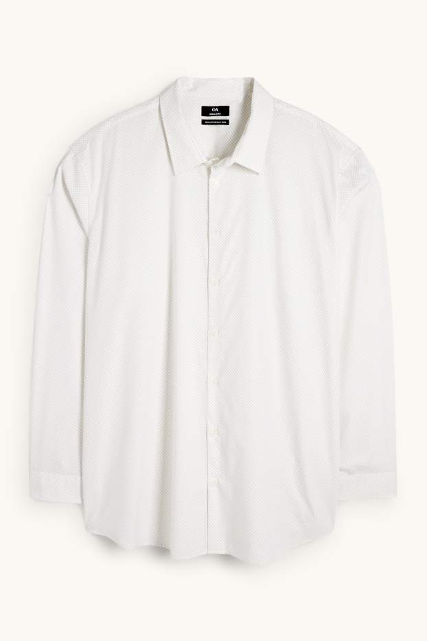 Bărbați - Cămașă - regular fit - guler Kent - ușor de călcat - print minimalist - alb-crem