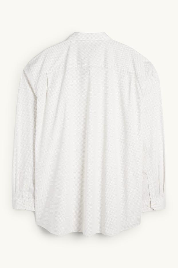 Bărbați - Cămașă - regular fit - guler Kent - ușor de călcat - print minimalist - alb-crem