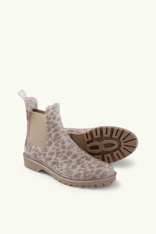 Dona - Botes Chelsea - estampat de lleopard - marró clar