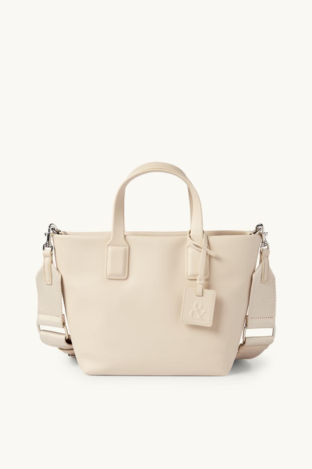 Damen - Tasche mit abnehmbarem Taschengurt - Lederimitat - hellbeige
