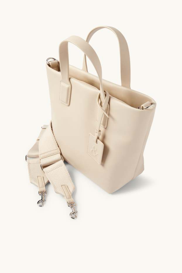 Damen - Tasche mit abnehmbarem Taschengurt - Lederimitat - hellbeige