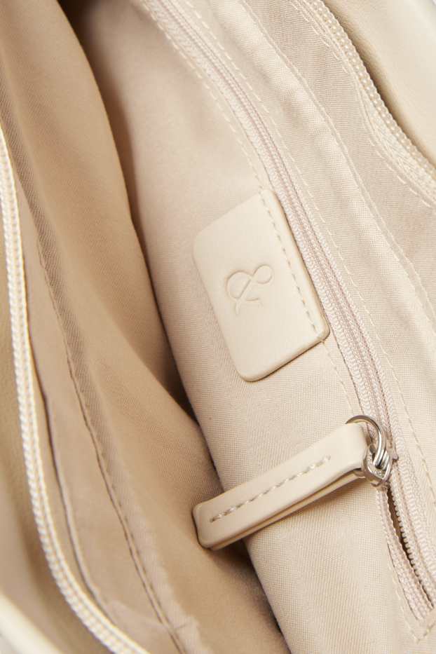 Damen - Tasche mit abnehmbarem Taschengurt - Lederimitat - hellbeige