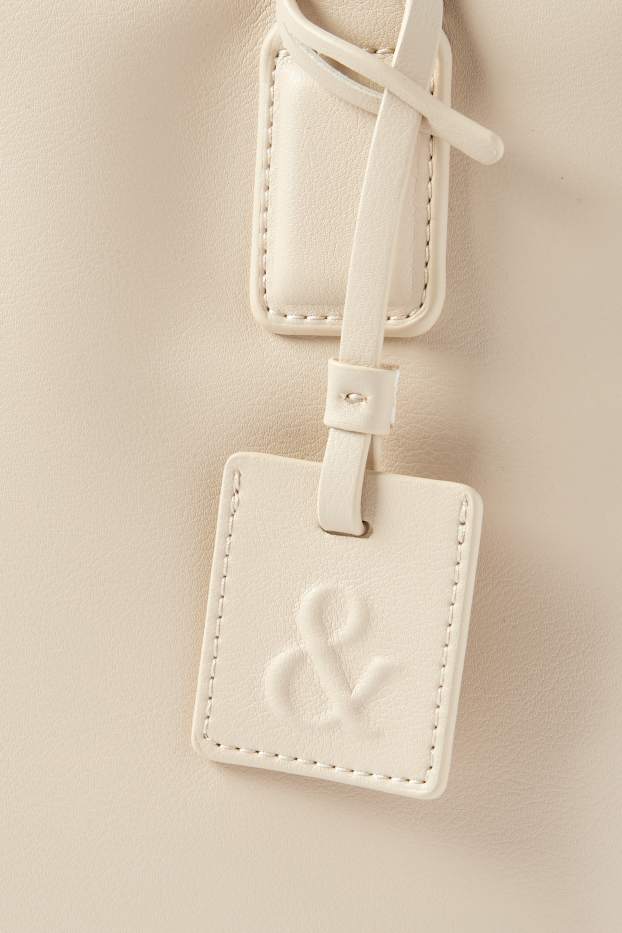 Damen - Tasche mit abnehmbarem Taschengurt - Lederimitat - hellbeige
