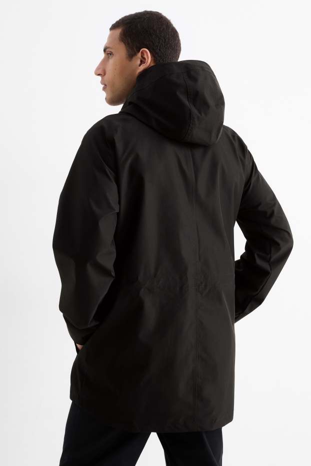 Herren - Regenjacke mit Kapuze - wasserdicht - schwarz