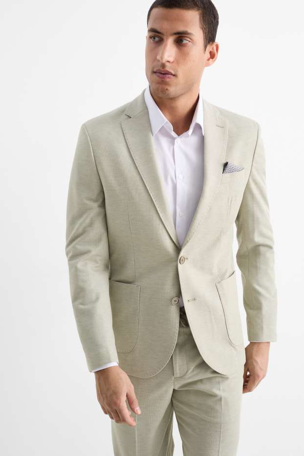 Hommes - Veste de costume - slim fit - texturé - beige chiné