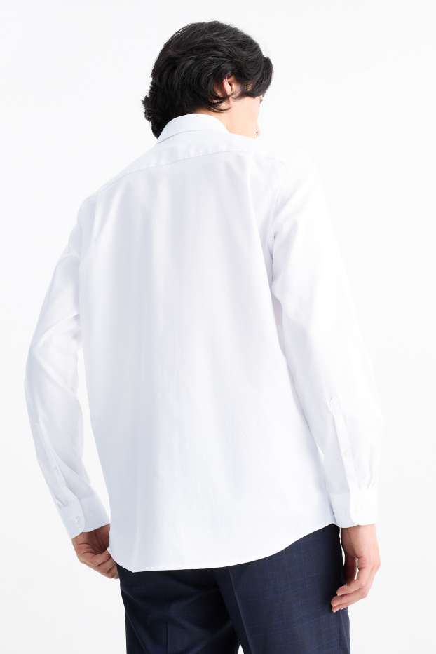 Hommes - Chemise de bureau - regular fit - col kent - facile à repasser - blanc crème