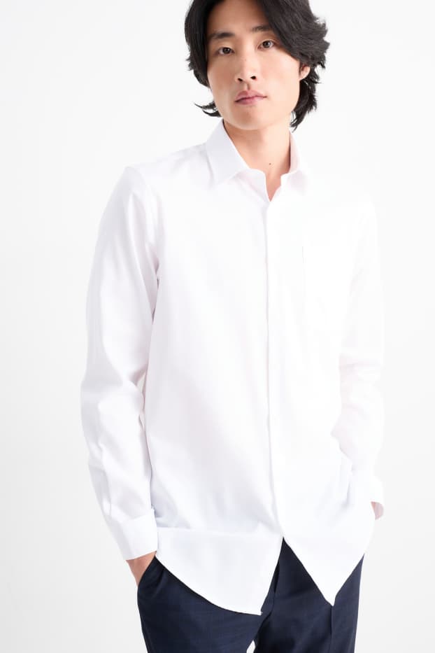 Hommes - Chemise de bureau - regular fit - col kent - facile à repasser - blanc crème