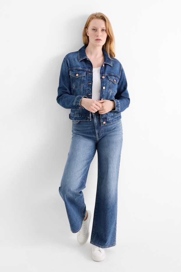 Damen - Wide Leg Jeans - High Waist - jeansblau