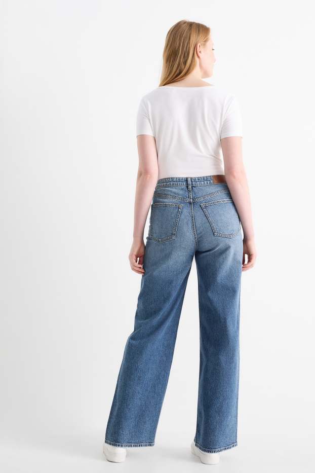 Damen - Wide Leg Jeans - High Waist - jeansblau