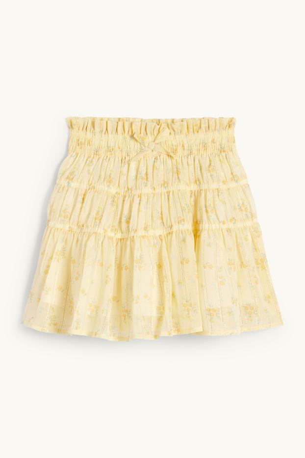 Enfants filles - Jupe - à fleurs - jaune clair