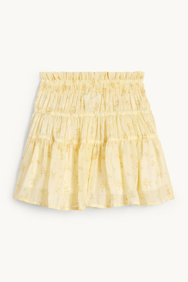 Enfants filles - Jupe - à fleurs - jaune clair