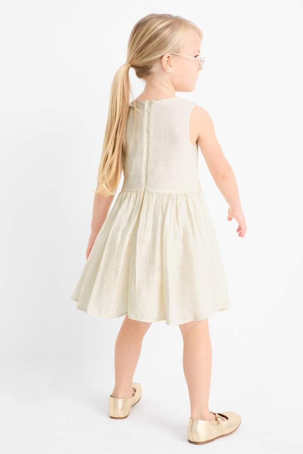 Kinder Mädchen - Blume - Kleid - strukturiert - cremeweiß
