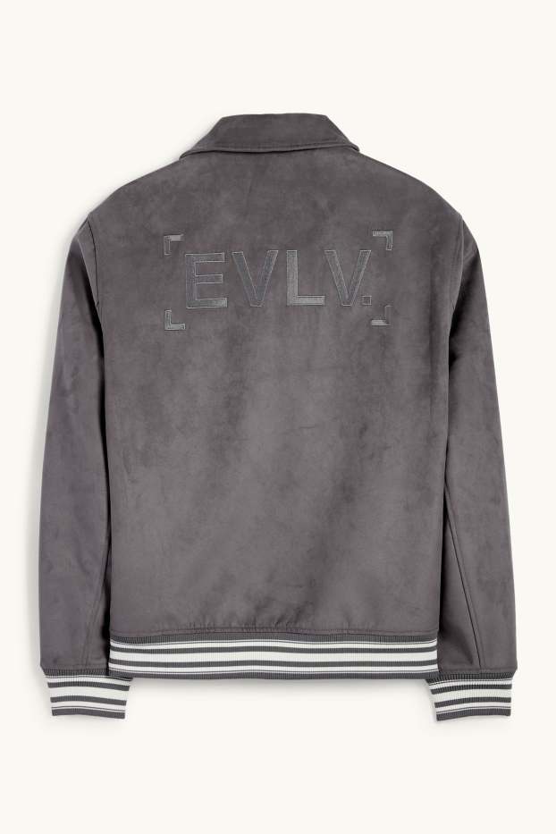Men - Bomber jacket - faux leather - dark gray