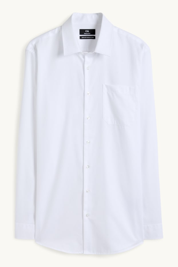 Hommes - Chemise de bureau - regular fit - col kent - facile à repasser - blanc crème