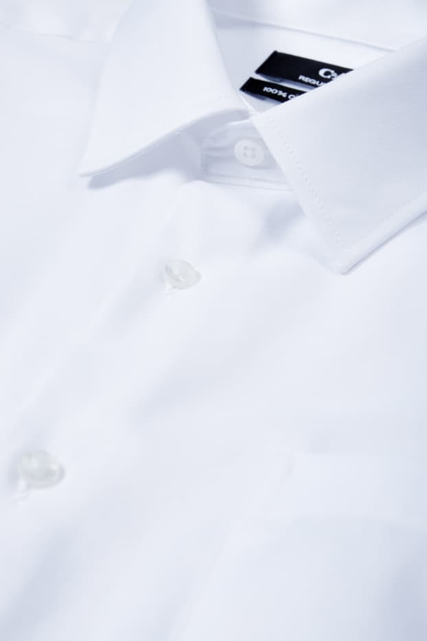Hommes - Chemise de bureau - regular fit - col kent - facile à repasser - blanc crème