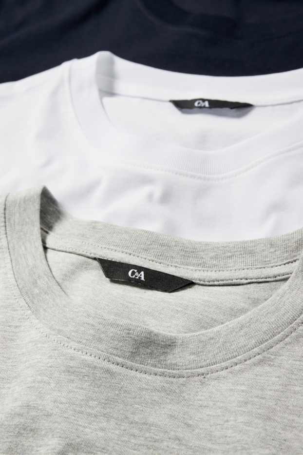 Herren - Multipack 3er - T-Shirt - Regular Fit - hellgrau-melange