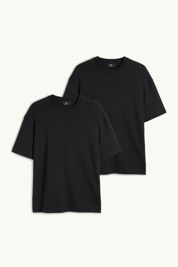 Pánské - Multipack 2 ks - tričko - relaxed fit - černá