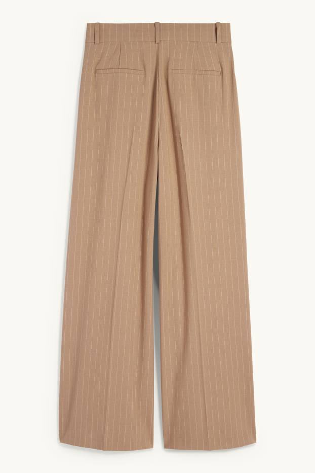 Women - Business trousers - mid waist - wide leg - pinstripes - light brown