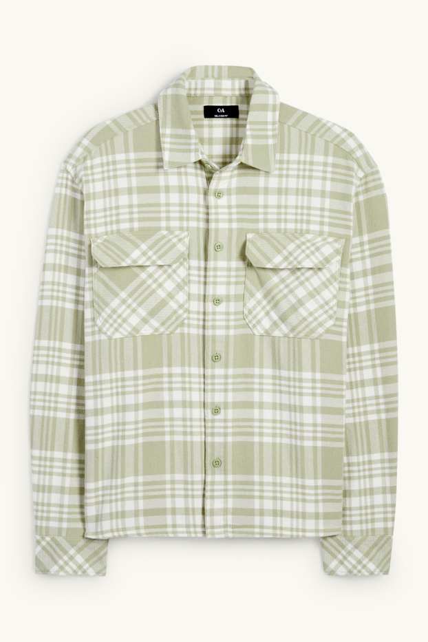 Hommes - Chemise en flanelle - relaxed fit - col kent - à carreaux - vert menthe