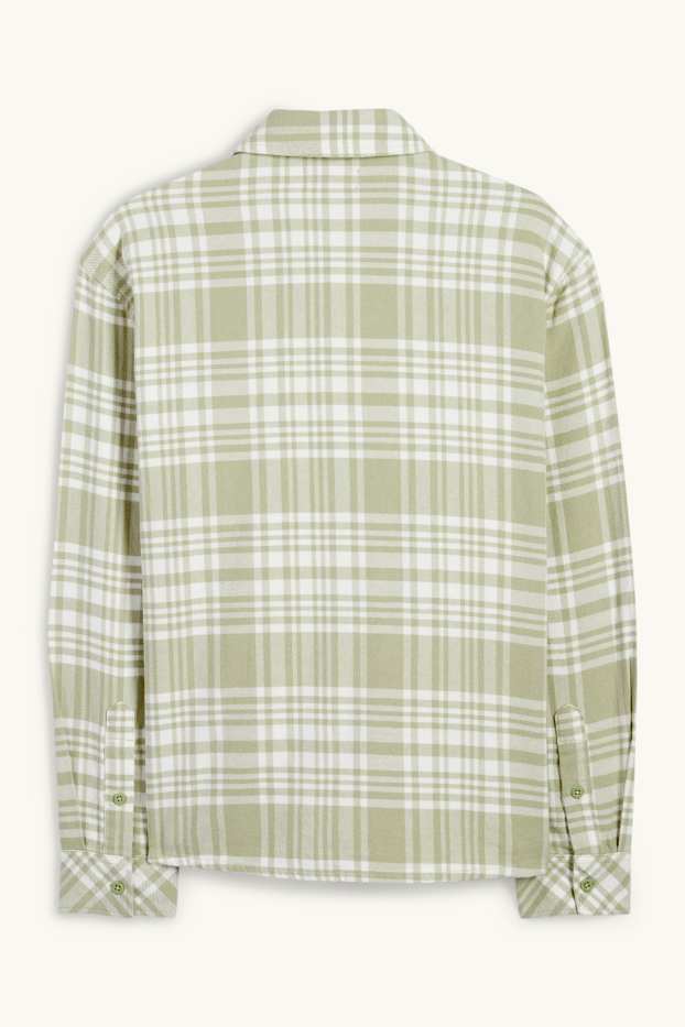Hommes - Chemise en flanelle - relaxed fit - col kent - à carreaux - vert menthe