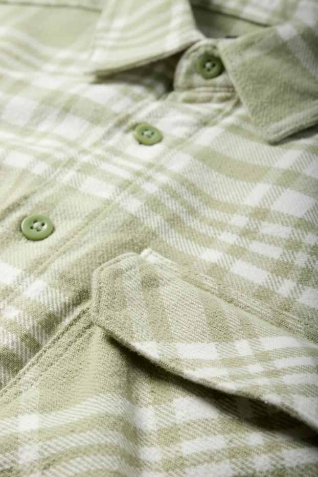Hommes - Chemise en flanelle - relaxed fit - col kent - à carreaux - vert menthe