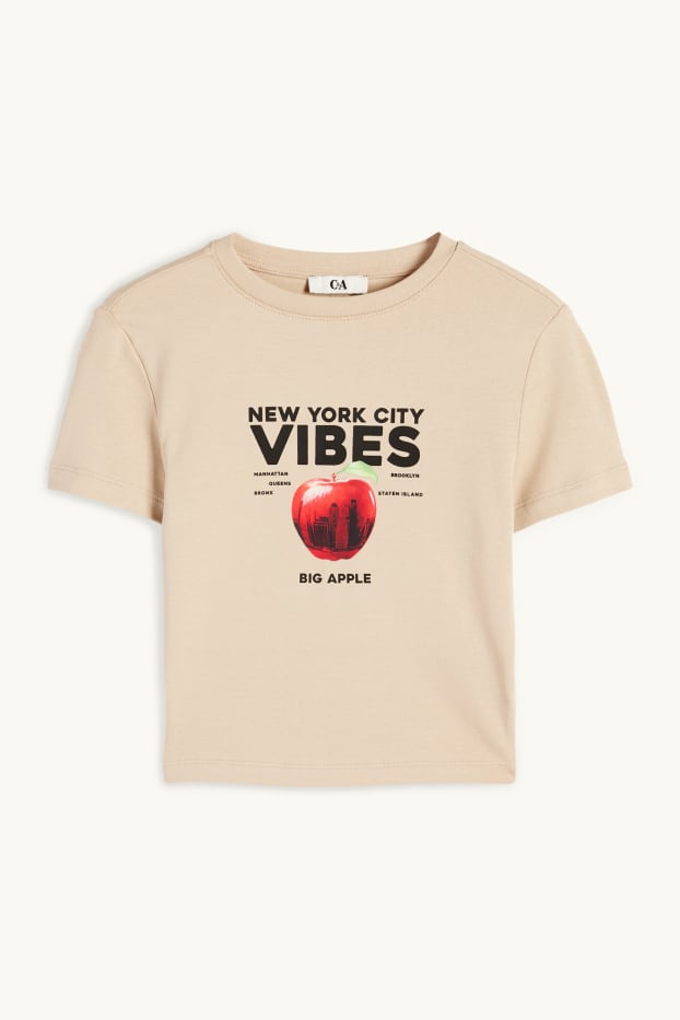 Damen - Crop T-Shirt - beige