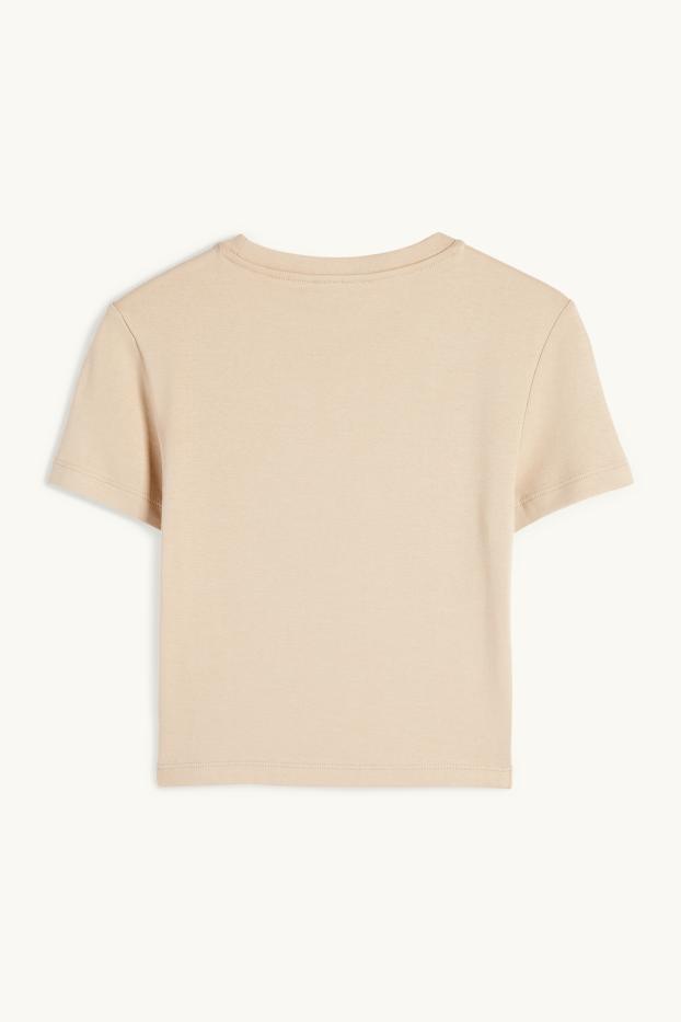 Damen - Crop T-Shirt - beige