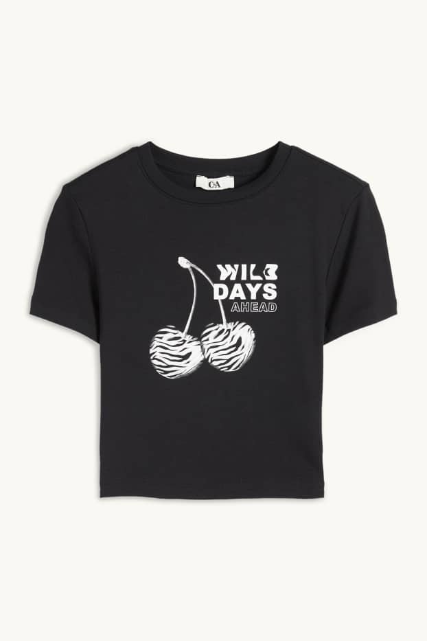 Femmes - T-shirt court - noir