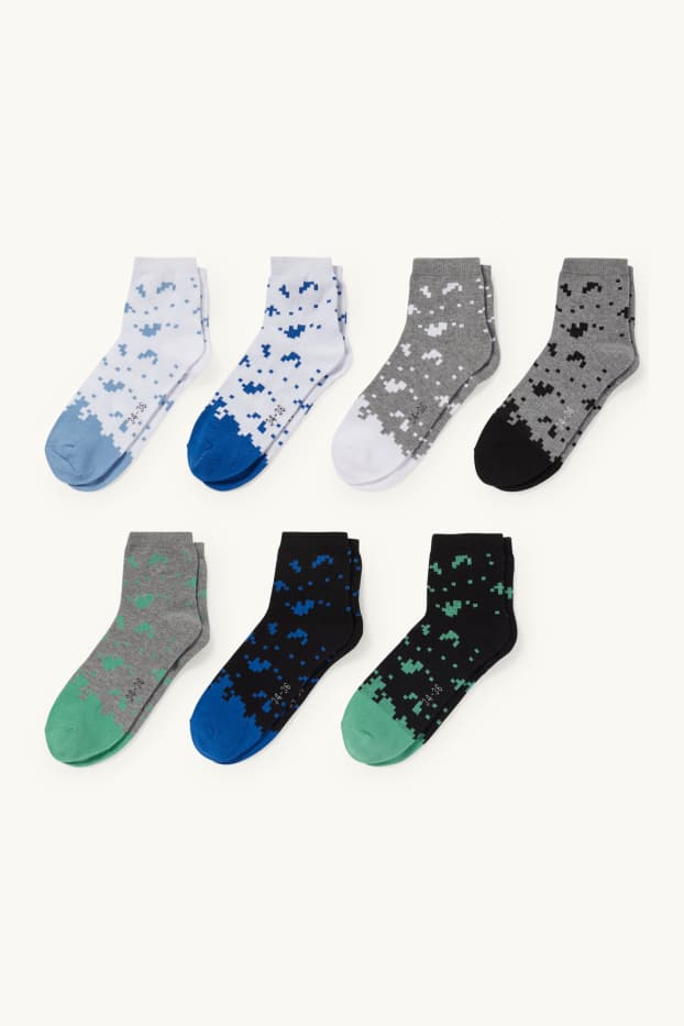 Kinder Buben - Multipack 7er - Socken - gemustert - weiß