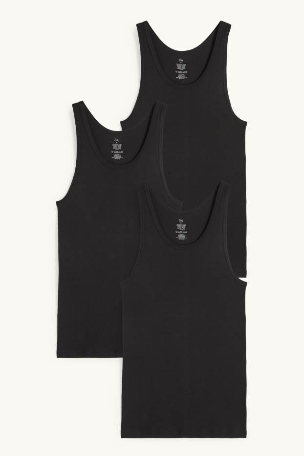 Bărbați - Multipack 3 buc. - maiou - reiat fin - negru